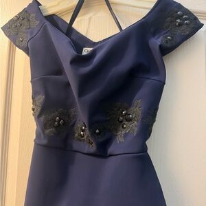 Chiara Boni Navy Dress with Floral Details